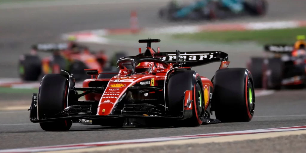 Ferrari in action in Bahrain.